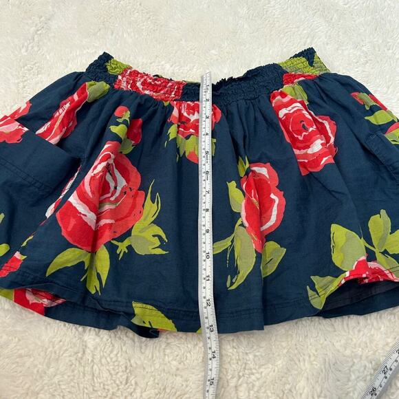 Abercrombie & Fitch Mini Skirt Y2k Floral Elastic Waist Skater Logo Layered Sz S - Picture 6 of 8